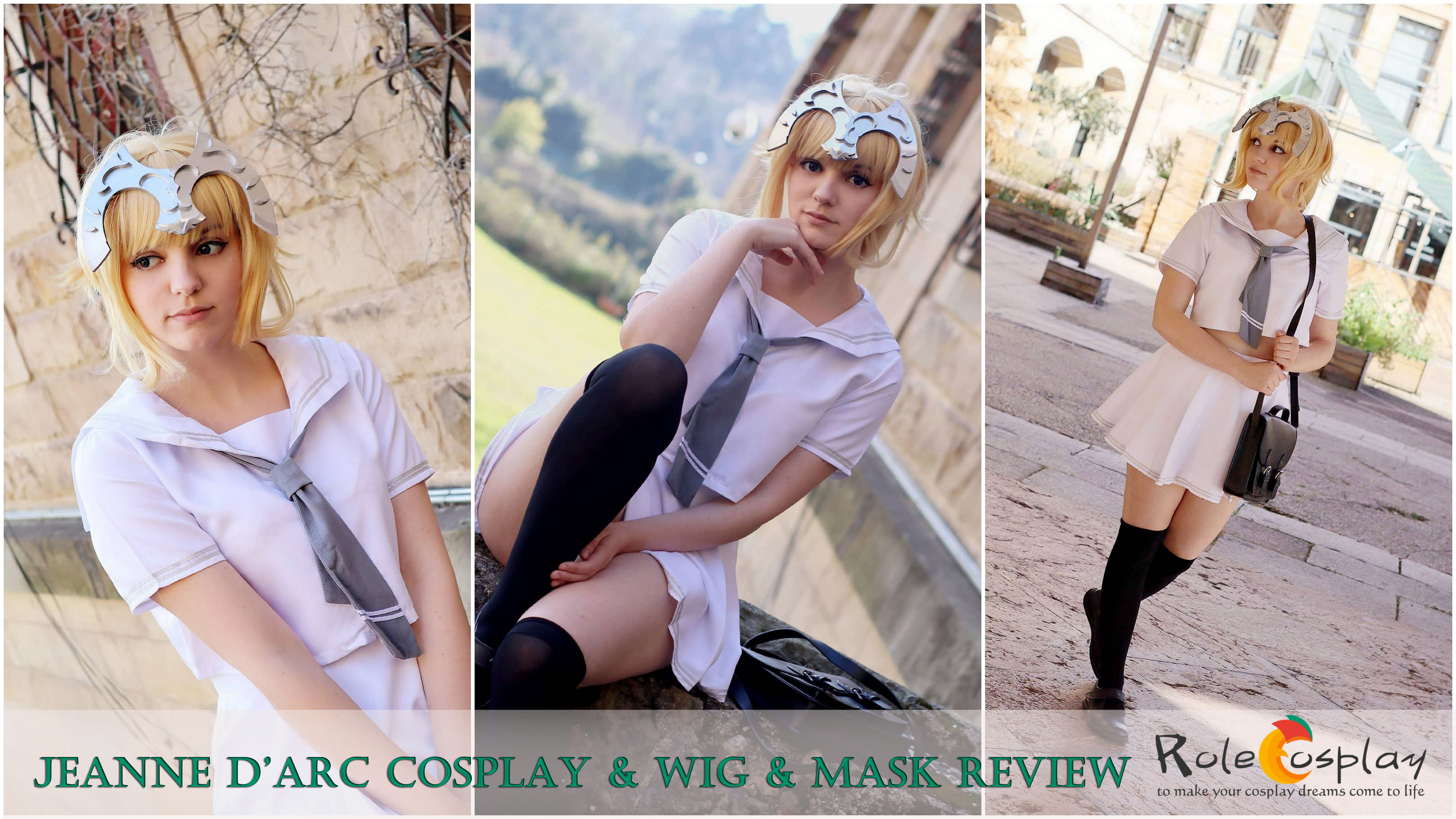 Jeanne D’Arc (white uniform) Cosplay, Wig and Mask Review from Rolecosplay