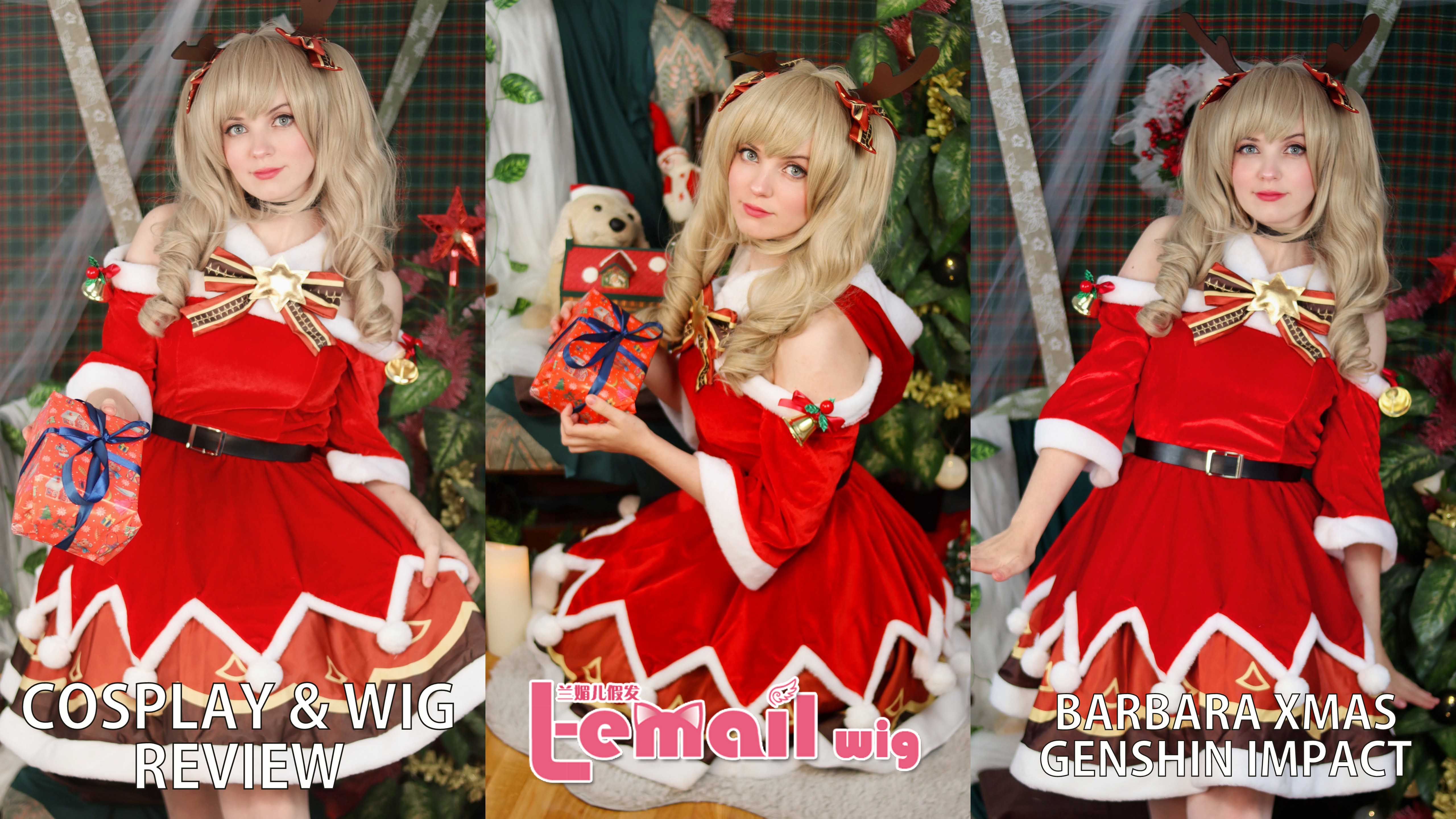 Cosplay & wig review: Barbara Christmas (Genshin impact) from L-email wigs